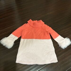 Janie and Jack Coral and Cream Sweater Dress Girls 18-24 months